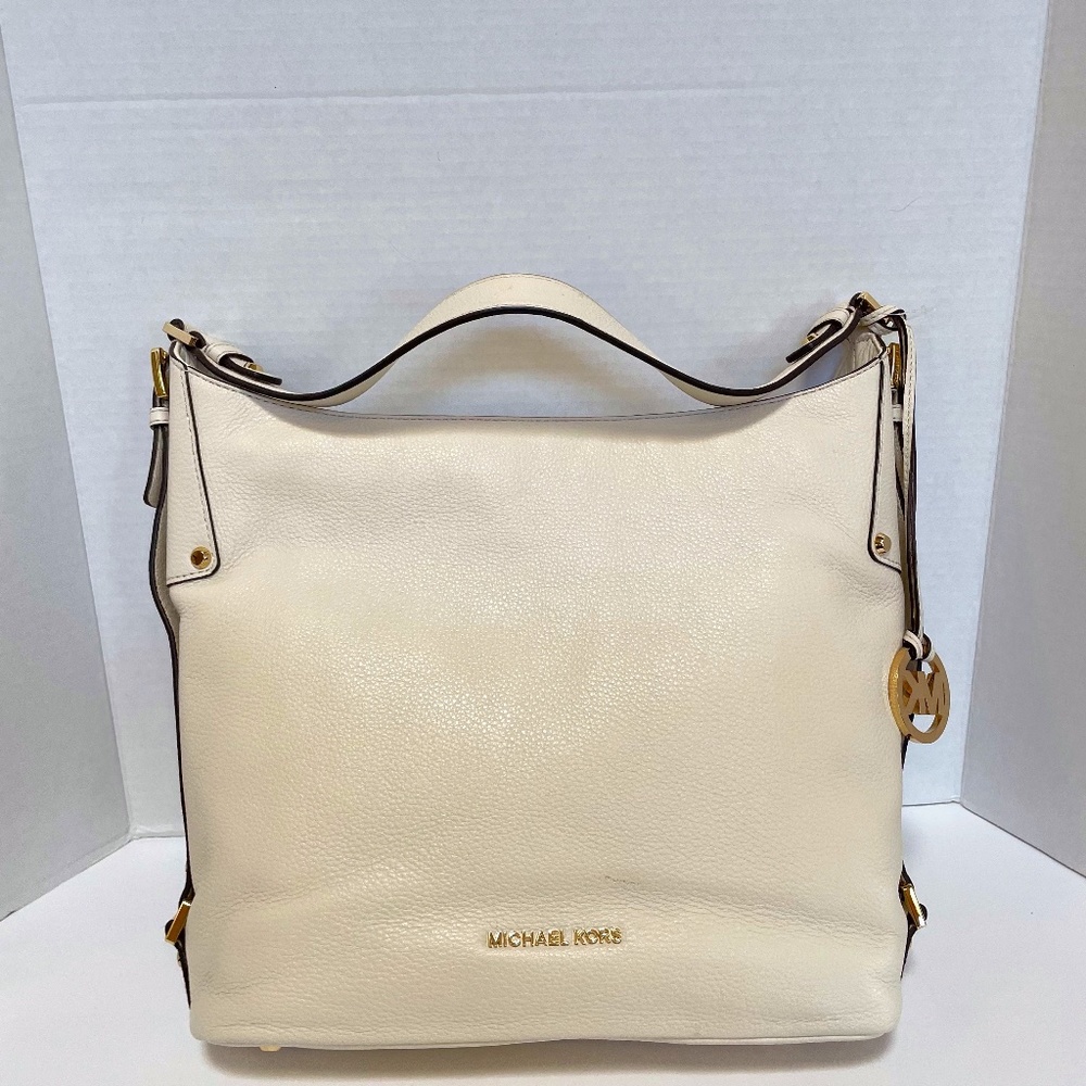 Michael Kors 'Aria' White Leather Shoulder Bag